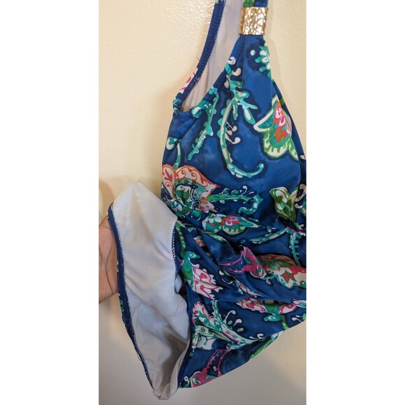 Lauren Ralph Lauren Womens One Piece Swimsuit Blue Floral Paisley Size 8 - Picture 10 of 13
